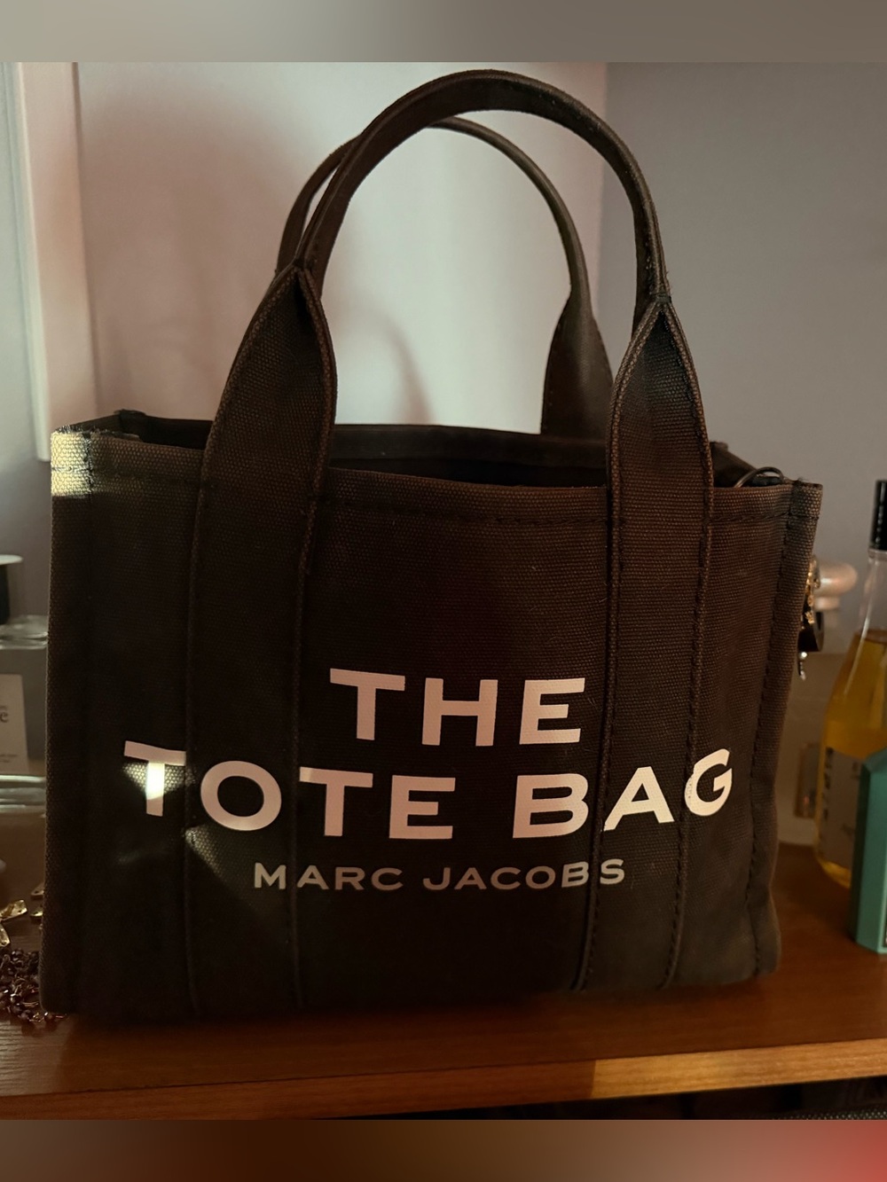 Marc Jacobs Black Canvas Tote with logo strap